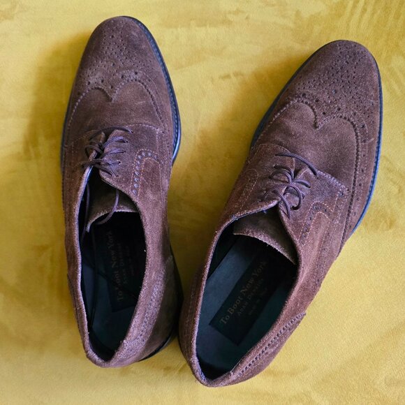 To Boot New York by Adam Derrick Dark Brown Suede Wingtips Size 8 - Picture 7 of 7